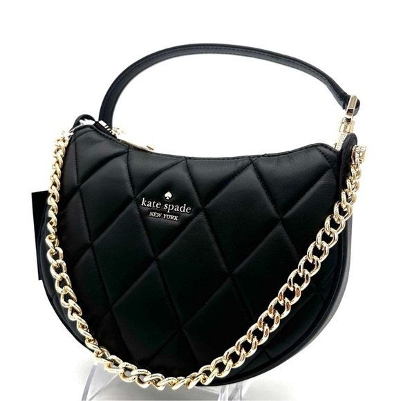 Kate Spade Carey Zip Top Crossbody Bag Black/Gold - Picture 3 of 15